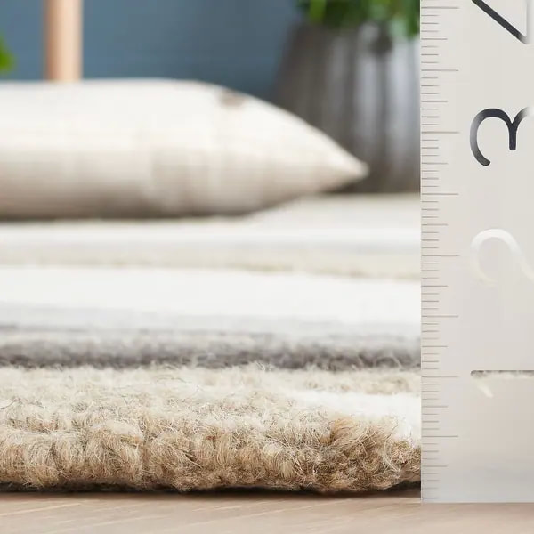 RG-80 Transitional Abstract Wool Ivory/Gray Handtufted Handmade Rug - Image 5