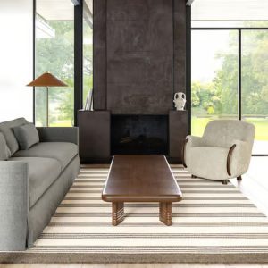 RG-81 Modern Striped Wool Cream/Beige Handwoven Handmade Rug