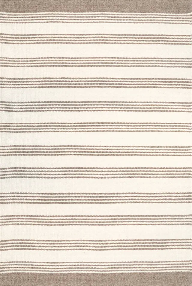 RG-81 Modern Striped Wool Cream/Beige Handwoven Handmade Rug - Image 4