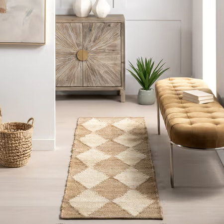RG-82 Modern Diamond Jute Natural Handknotted Handmade Rug - Image 2