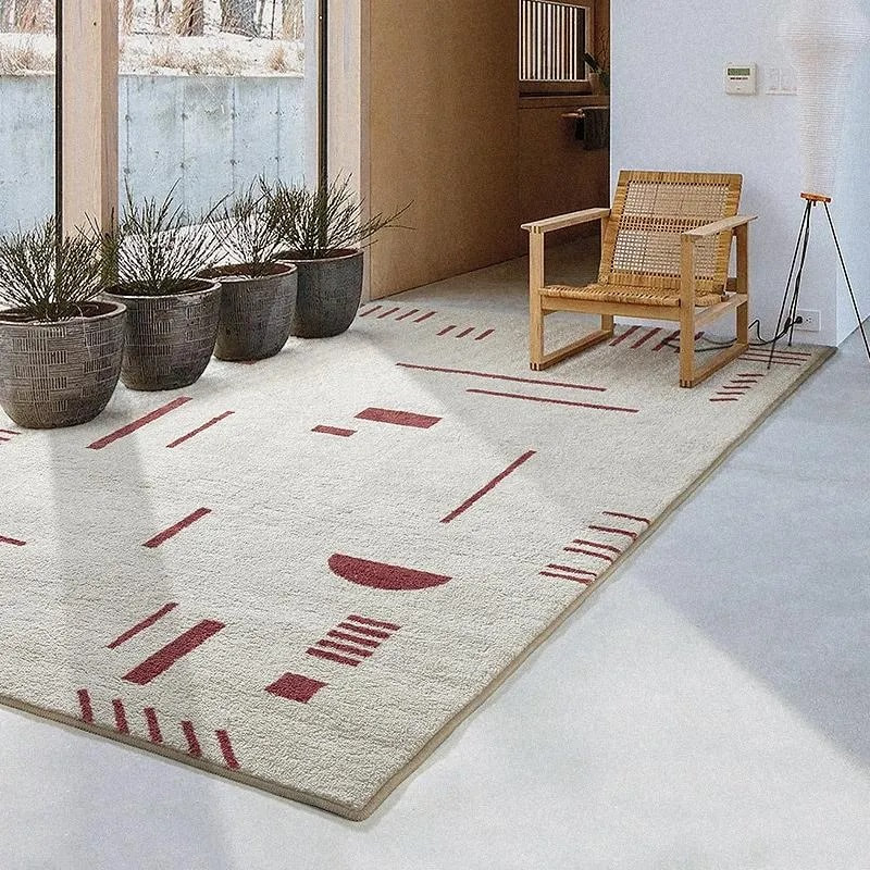RG-85 Modern Abstract Wool Cream/Pink Handtufted Handmade Rug