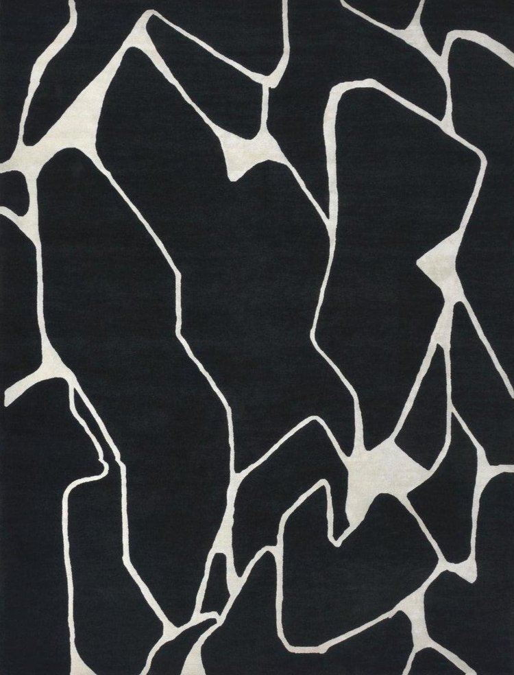 RG-86 Modern Abstract Wool Black/White Handtufted Handmade Rug - Image 3
