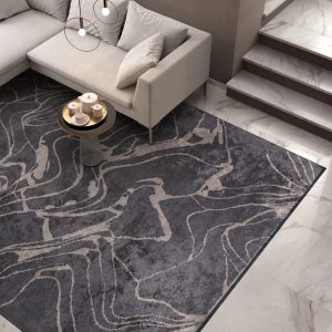 RG-87 Modern Abstract Wool & Viscose Black/Beige  Handwoven Handmade Rug