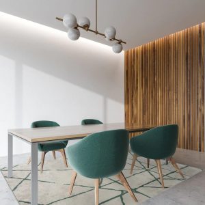 RG-88 Modern Contemporary Striped Wool & Viscose Cream/Green Handwoven Handmade Rug