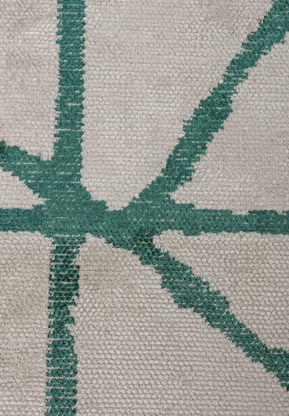 RG-88 Modern Contemporary Striped Wool & Viscose Cream/Green Handwoven Handmade Rug - Image 3