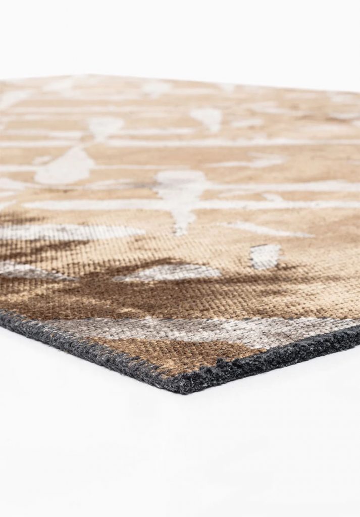 RG-89 Modern Abstract Wool & Viscose Ivory/Brown Handwoven Handmade Rug