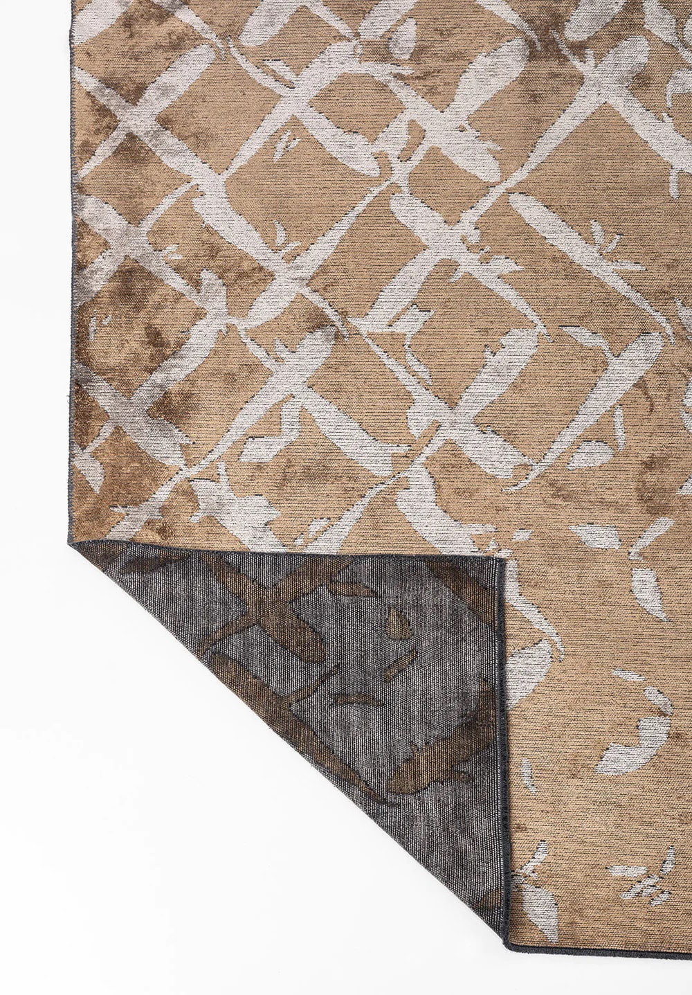 RG-89 Modern Abstract Wool & Viscose Ivory/Brown Handwoven Handmade Rug - Image 3