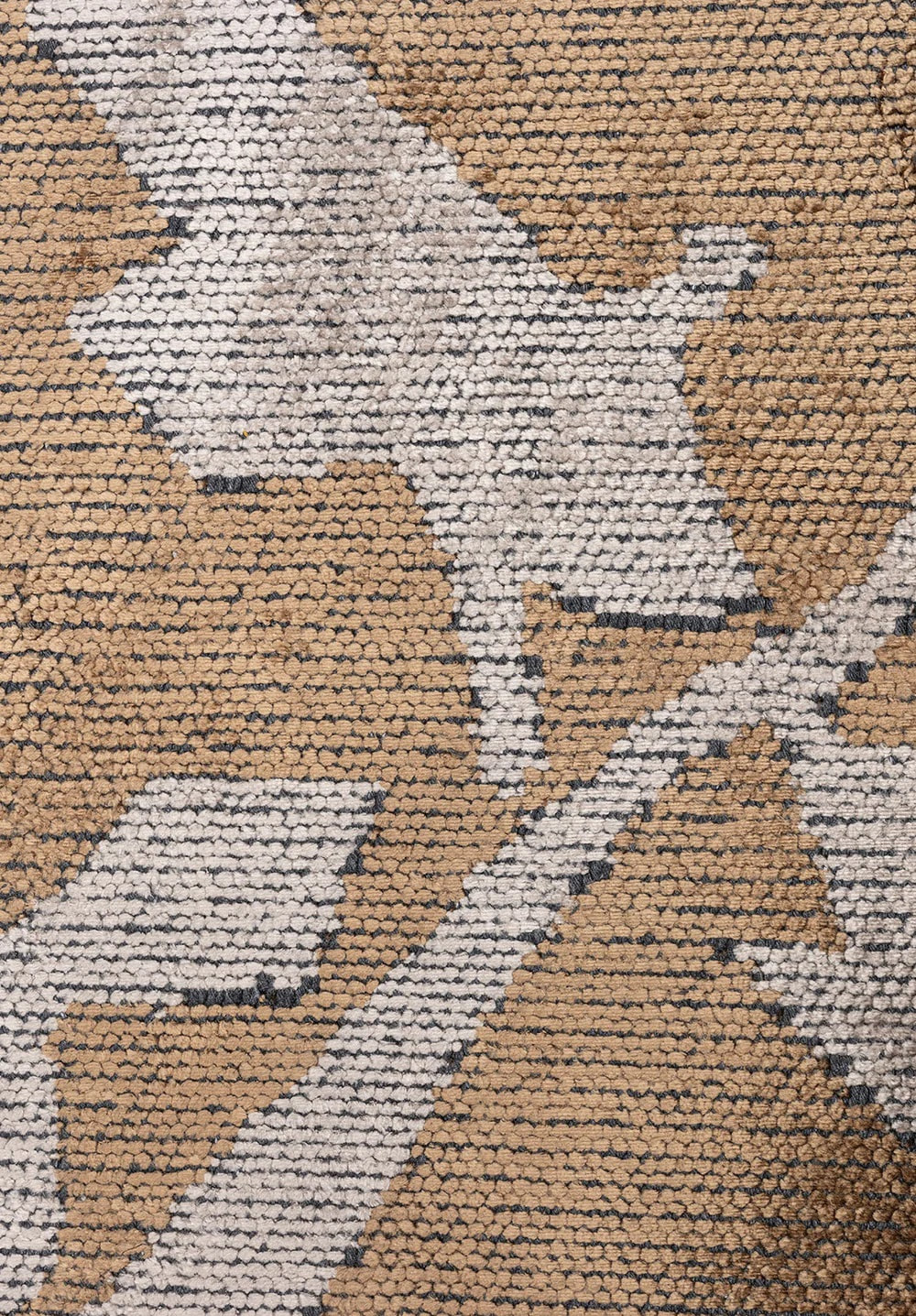 RG-89 Modern Abstract Wool & Viscose Ivory/Brown Handwoven Handmade Rug - Image 4