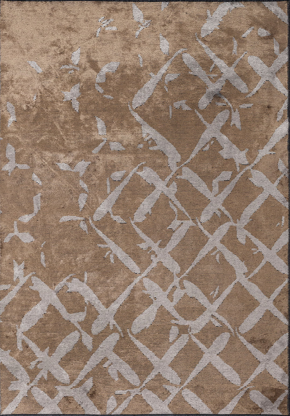RG-89 Modern Abstract Wool & Viscose Ivory/Brown Handwoven Handmade Rug - Image 5