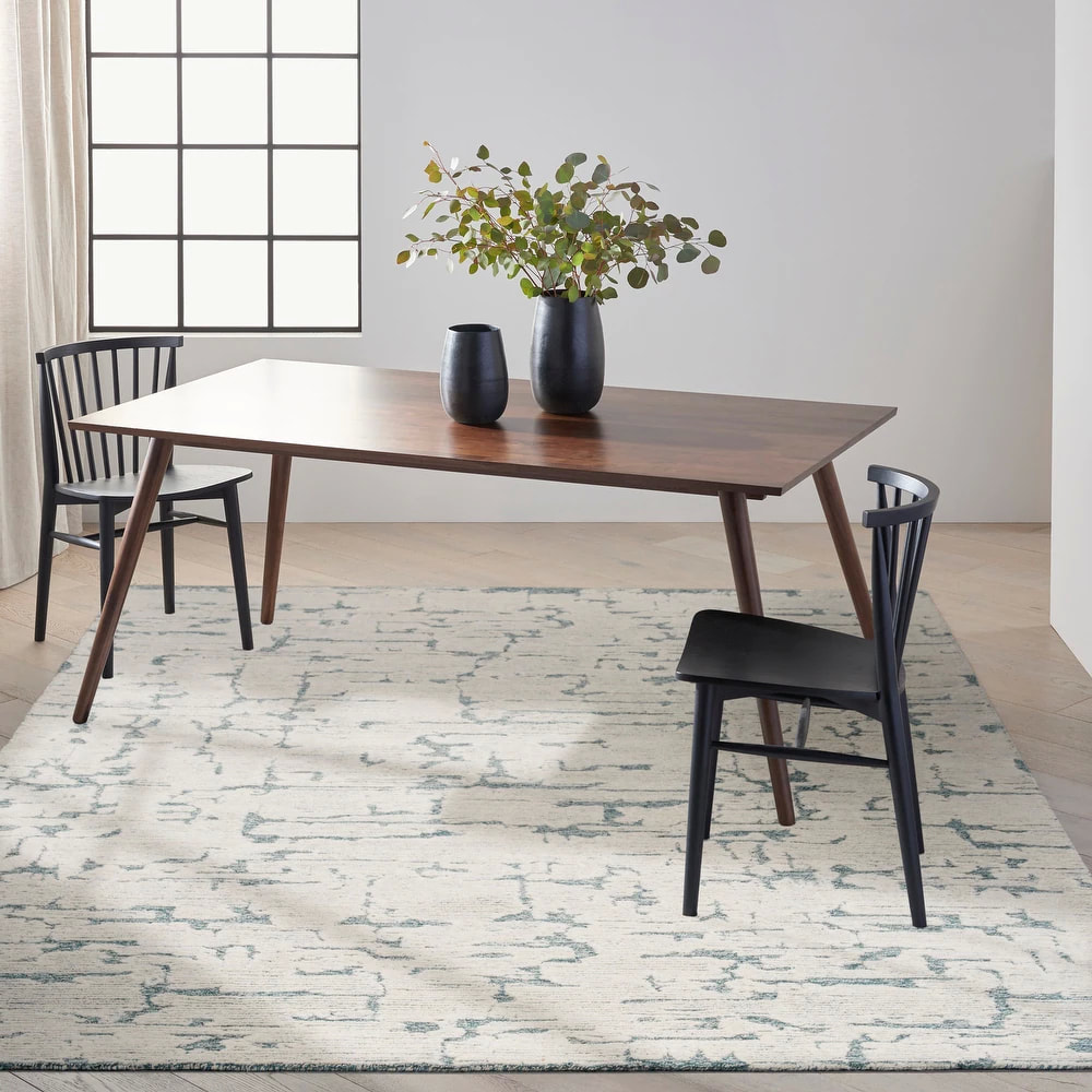 RG-90 Modern Contemporary Abstract Wool Teal Handtufted Handmade Rug