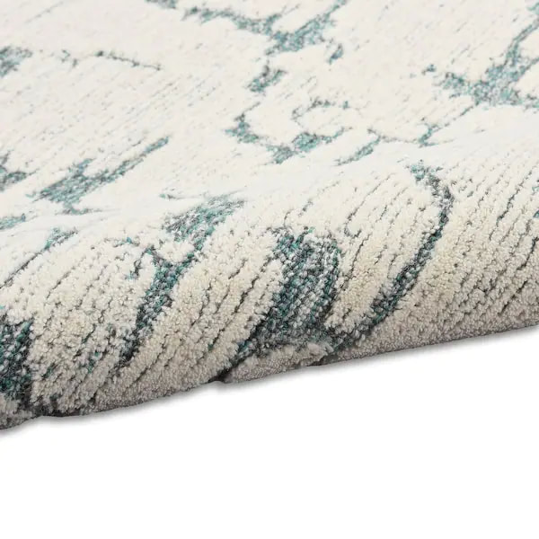 RG-90 Modern Contemporary Abstract Wool Teal Handtufted Handmade Rug - Image 3