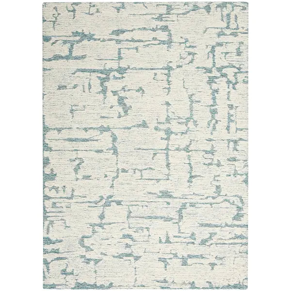 RG-90 Modern Contemporary Abstract Wool Teal Handtufted Handmade Rug - Image 6