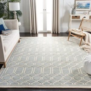 RG-91 Transitional Geometric Wool Ivory/Gray Handtufted Handmade Rug