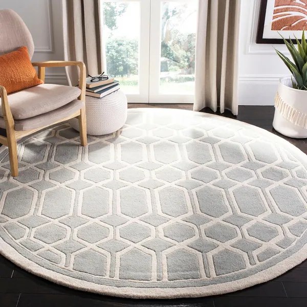 RG-91 Transitional Geometric Wool Ivory/Gray Handtufted Handmade Rug - Image 2