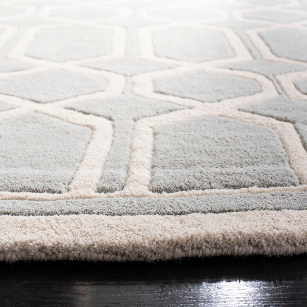 RG-91 Transitional Geometric Wool Ivory/Gray Handtufted Handmade Rug - Image 3