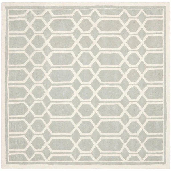 RG-91 Transitional Geometric Wool Ivory/Gray Handtufted Handmade Rug - Image 5