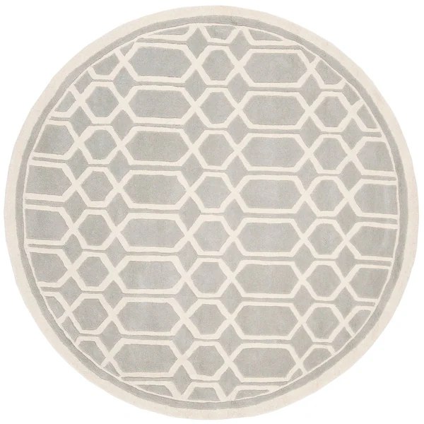 RG-91 Transitional Geometric Wool Ivory/Gray Handtufted Handmade Rug - Image 6