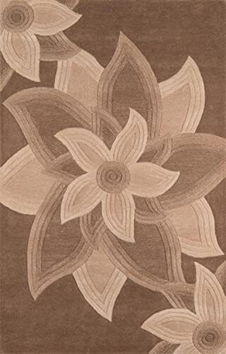 RG-93 Contemporary Floral Wool Brown Handtufted Handmade Rug - Image 4