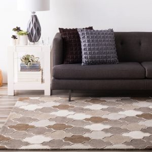 RG-94 Casual Geometric Wool Taupe Handtufted Handmade Rug