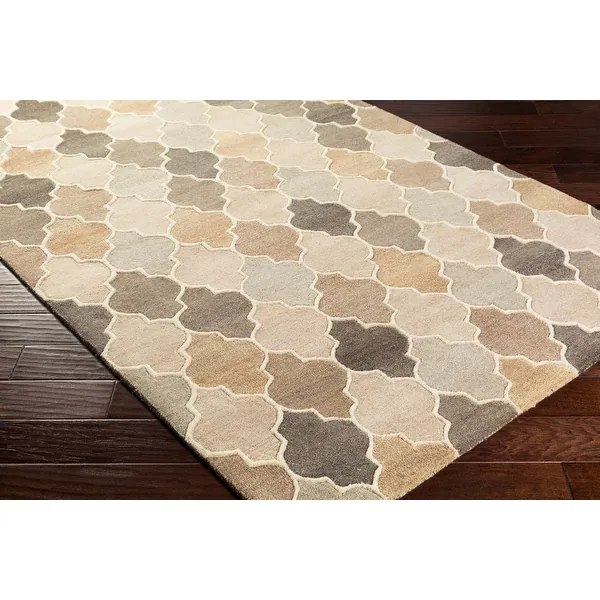 RG-94 Casual Geometric Wool Taupe Handtufted Handmade Rug - Image 2