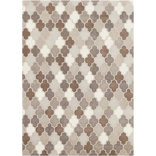 RG-94 Casual Geometric Wool Taupe Handtufted Handmade Rug - Image 3
