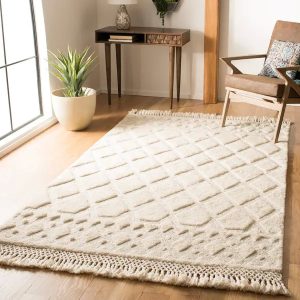 RG-95 Transitional Tribal Wool Ivory Handtufted Handmade Rug