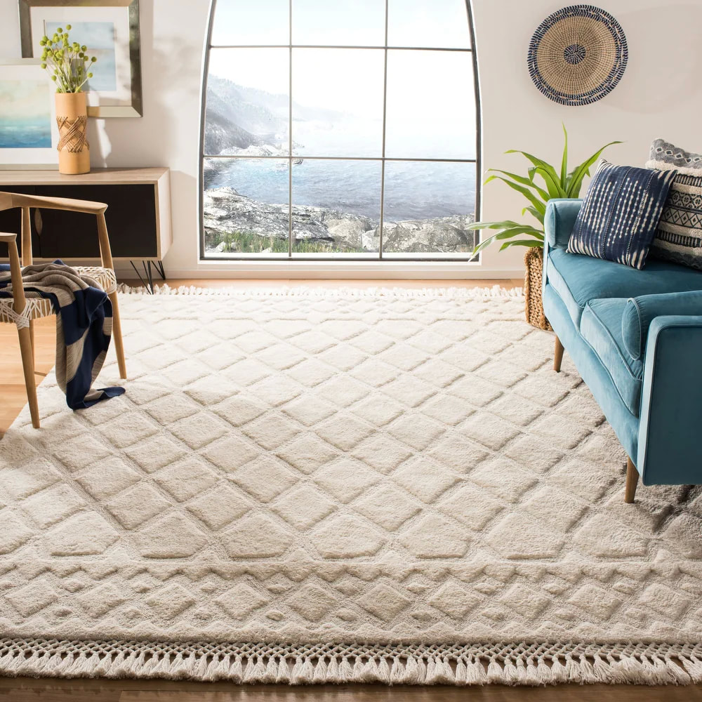 RG-95 Transitional Tribal Wool Ivory Handtufted Handmade Rug - Image 2