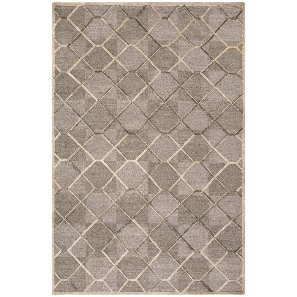 RG-96 Transitional Geometric Wool Brown Handknotted Handmade Rug - Image 3