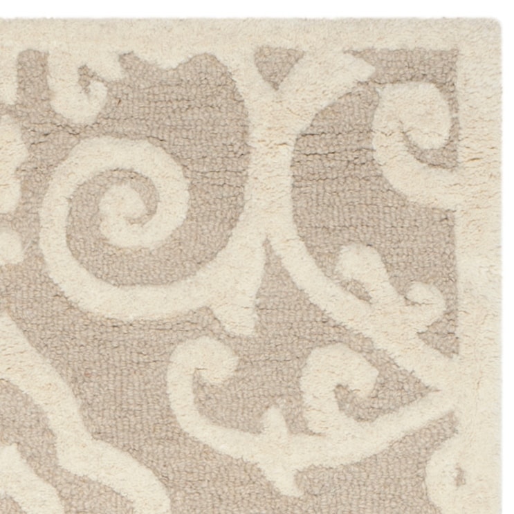 RG-98 Modern Contemporary Geometric Wool Ivory/Brown Handtufted Handmade Rug - Image 2