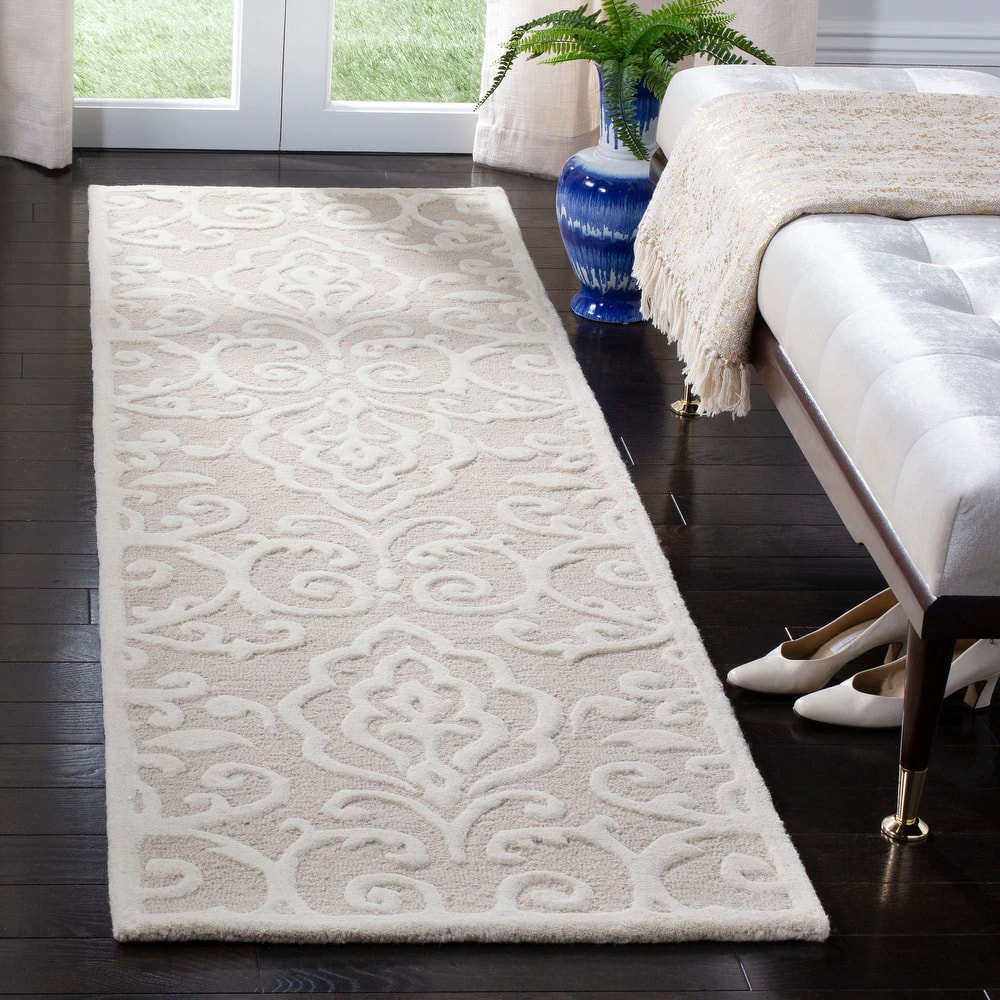 RG-98 Modern Contemporary Geometric Wool Ivory/Brown Handtufted Handmade Rug - Image 4
