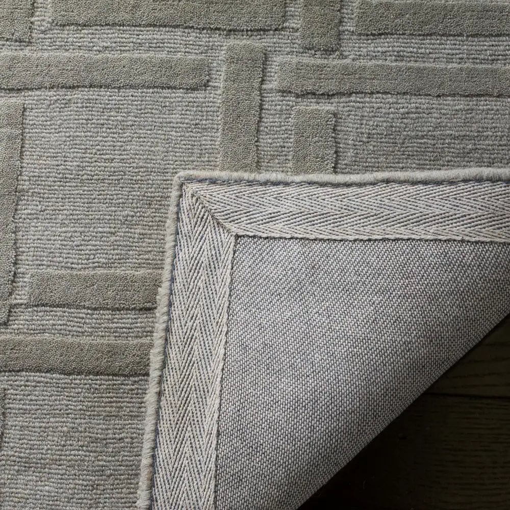 RN-11 Modern Contemporary Geometric Wool & Viscose Gray Handtufted Handmade Runner - Image 3