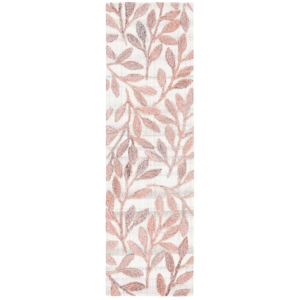 RN-14 Casual Floral Wool & Viscose Rust/Ivory Handtufted Handmade Runner - Image 3