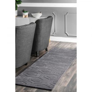 RN-17 Modern Contemporary Geometric Wool Gray Handtufted Handmade Runner