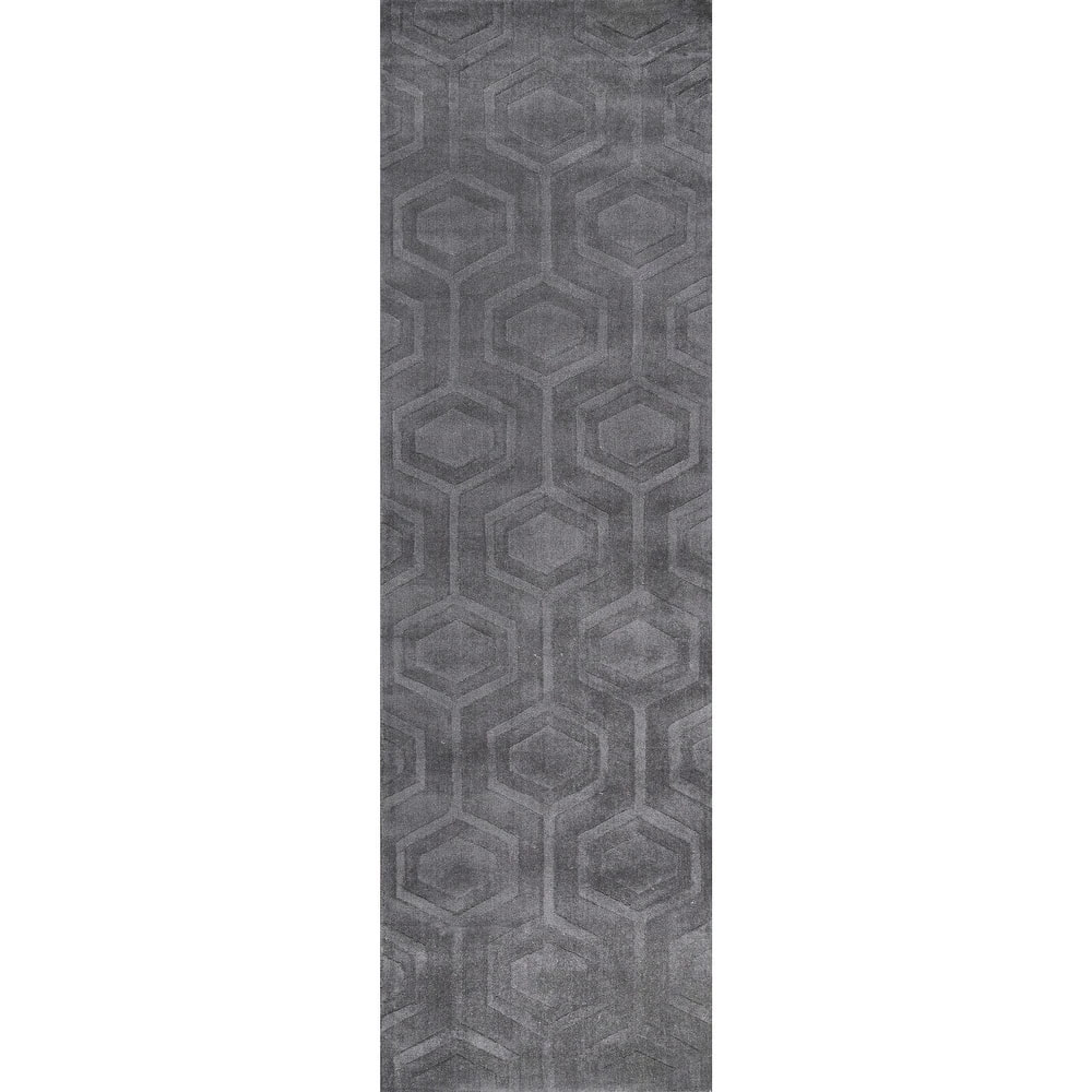 RN-17 Modern Contemporary Geometric Wool Gray Handtufted Handmade Runner - Image 4