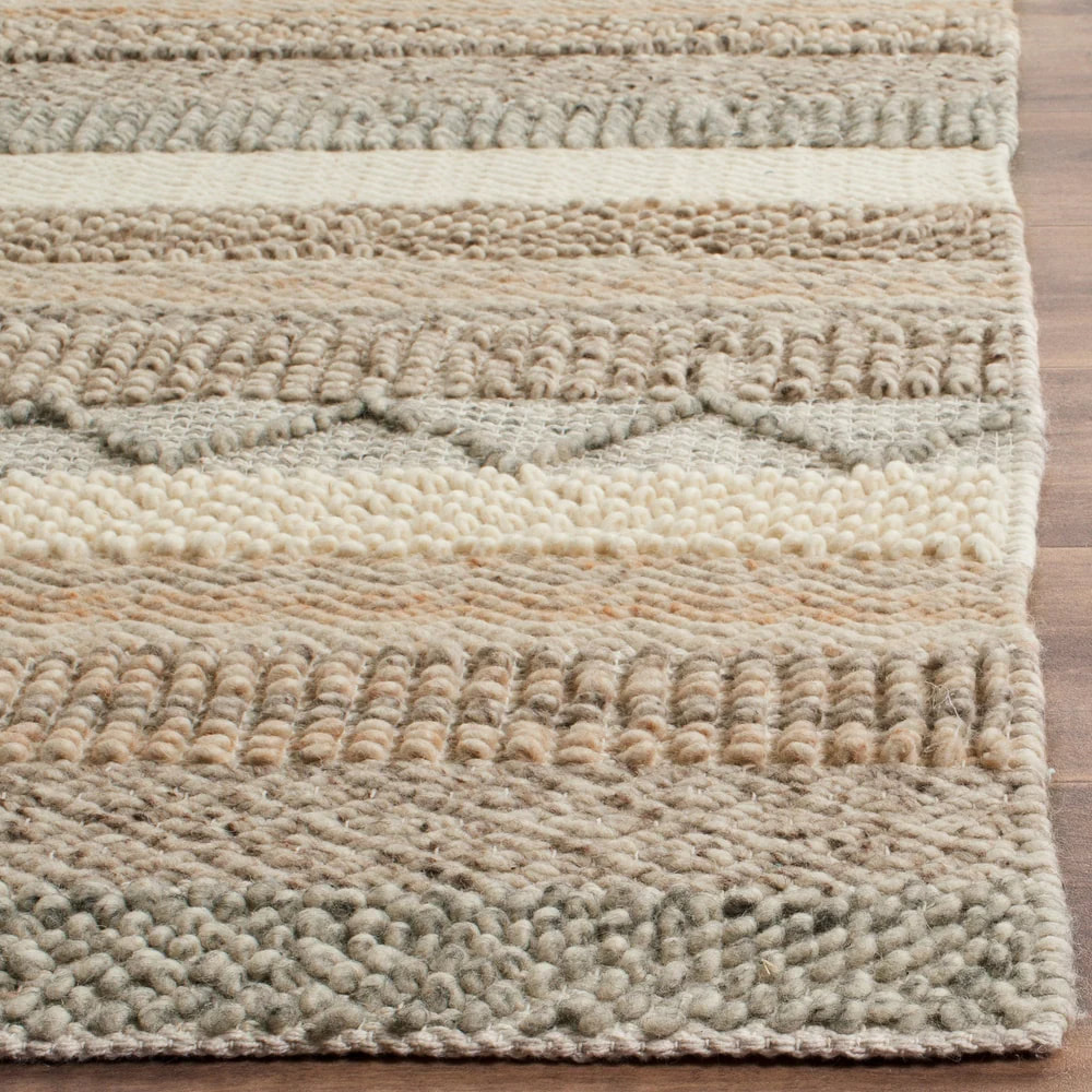 RN-18 Scandinavian Geometric Wool Beige Handwoven Handmade Runner - Image 2