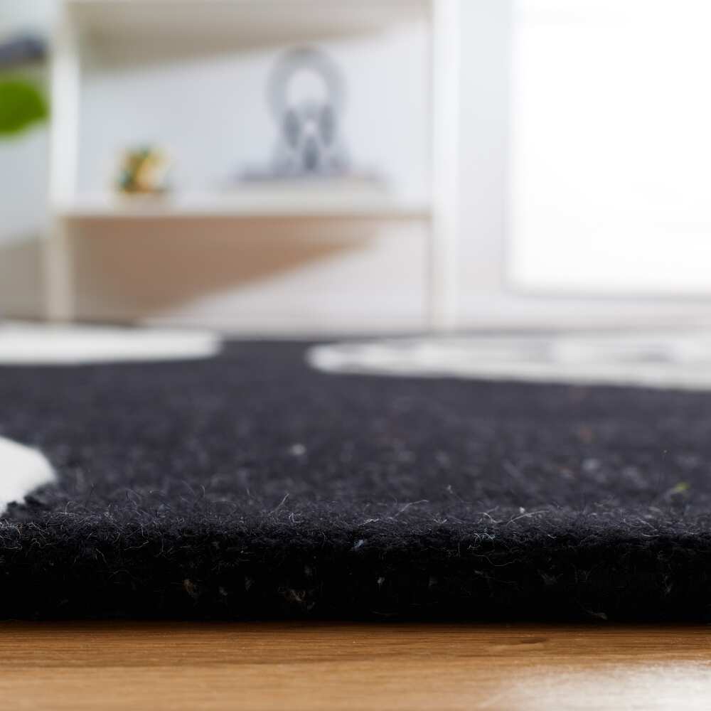 RN-2 Mid-Century Modern Abstract Wool Black/Ivory Handtufted Handmade Runner - Image 4