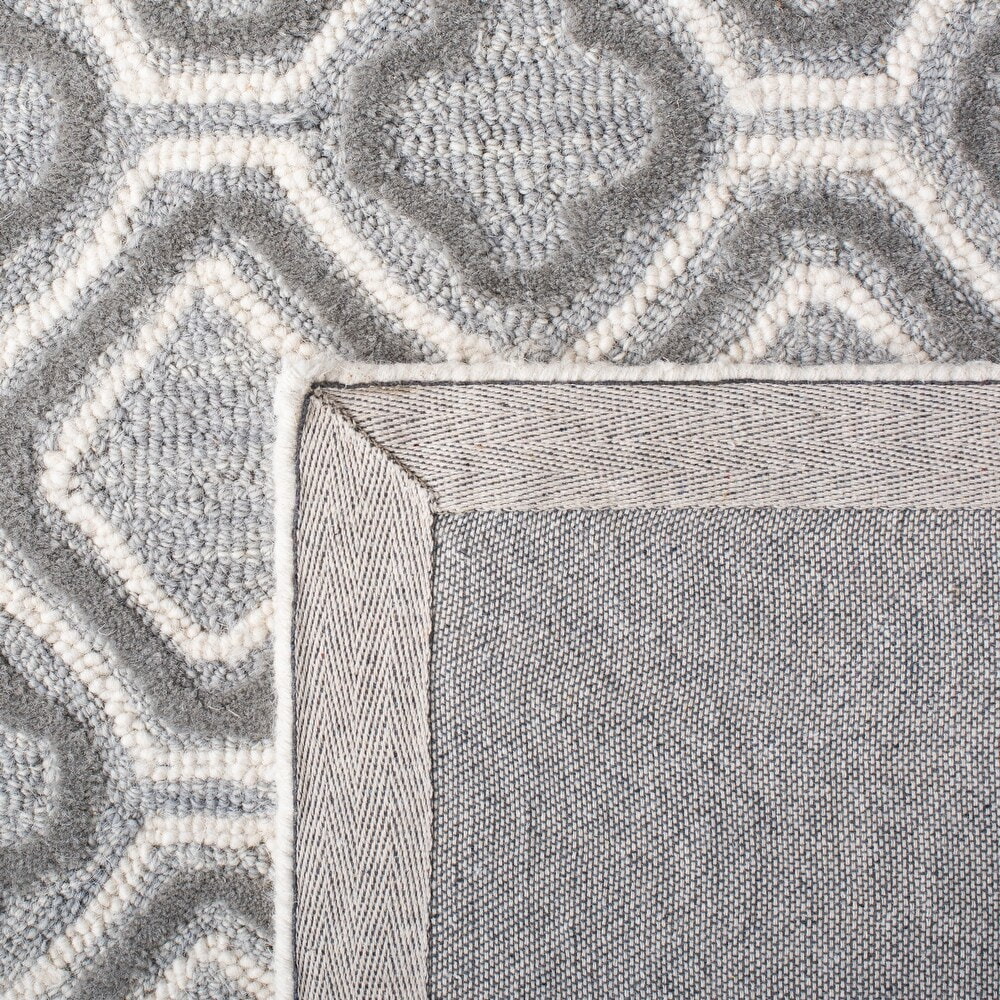RN-20 French Country Geometric Wool Ivory/Gray Handtufted Handmade Runner - Image 2