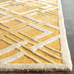 RN-21 Modern Contemporary Geometric Wool Yellow Handtufted Handmade Runner