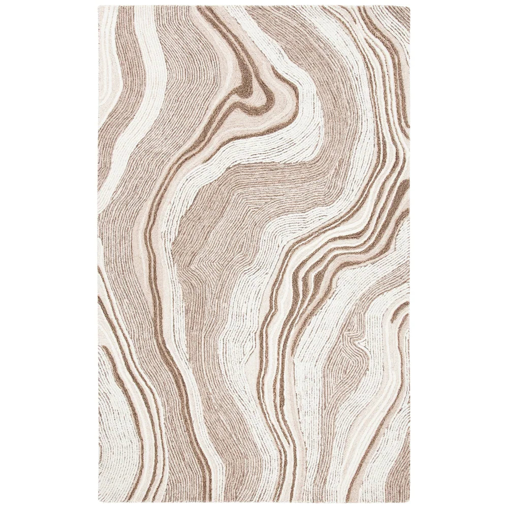 RN-25 Mid-Century Modern Abstract Wool Beige/Ivory Handwoven Handmade Runner - Image 3