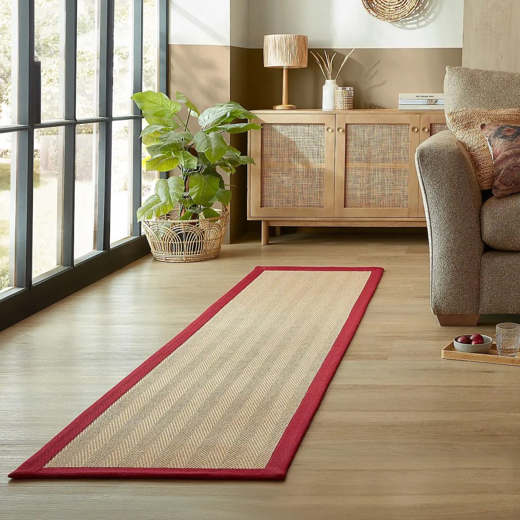 RN-26 Modern Contemporary Bordered Jute Natural Handknotted Handmade Runner