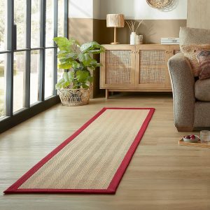 RN-26 Modern Contemporary Bordered Jute Natural Handknotted Handmade Runner