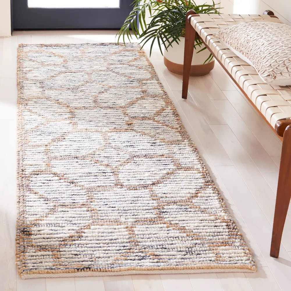 RN-29 Casual Geometric Jute Sage Handknotted Handmade Runner