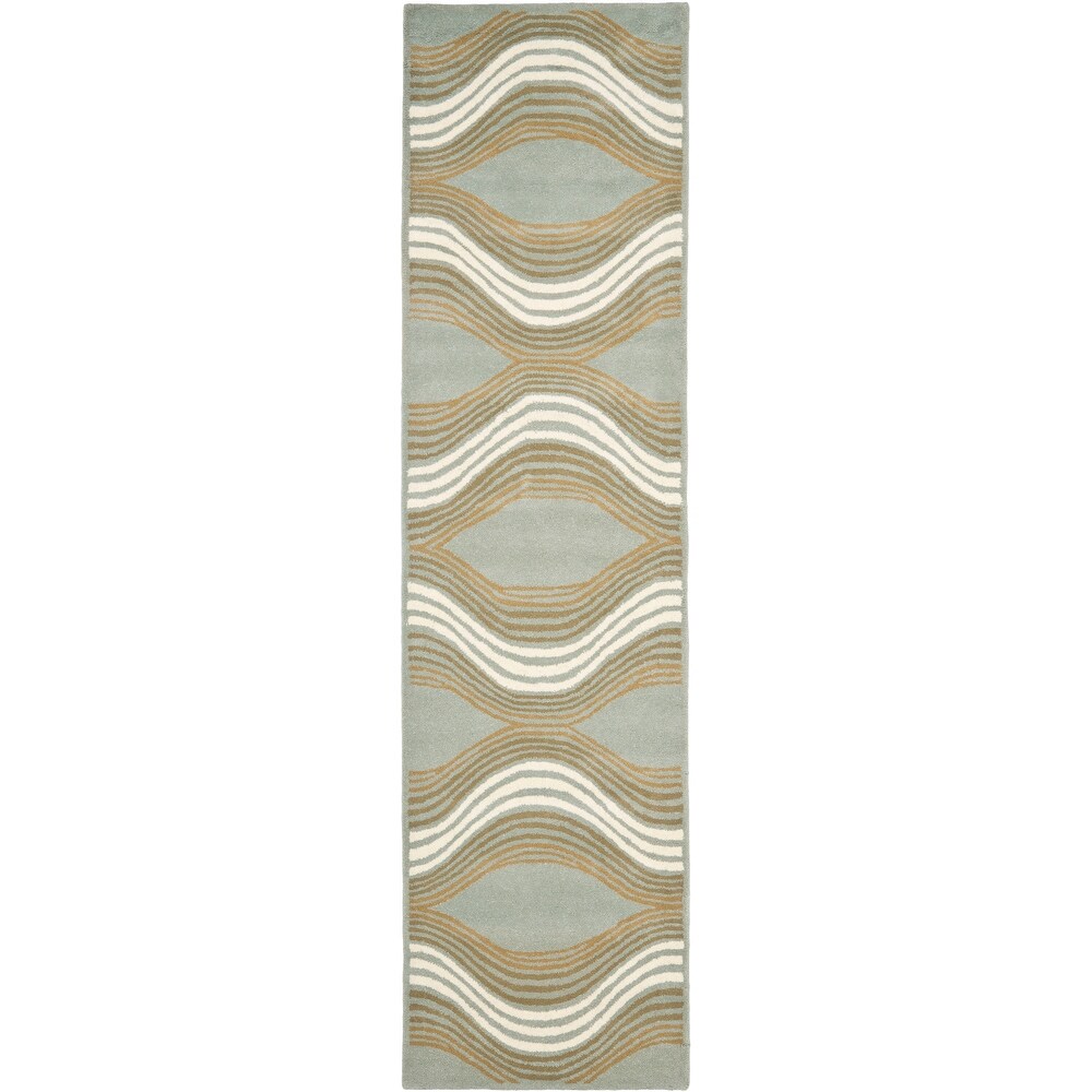 RN-3 Transitional Geometric Wool & Viscose Multi-color Handtufted Handmade Runner - Image 4