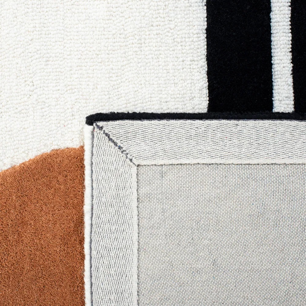 RN-32 Modern Contemporary Abstract Wool Black/Ivory Handtufted Handmade Runner - Image 3