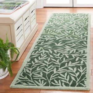 RN-33 French Country Floral Wool Beige/Ivory Handtufted Handmade Runner
