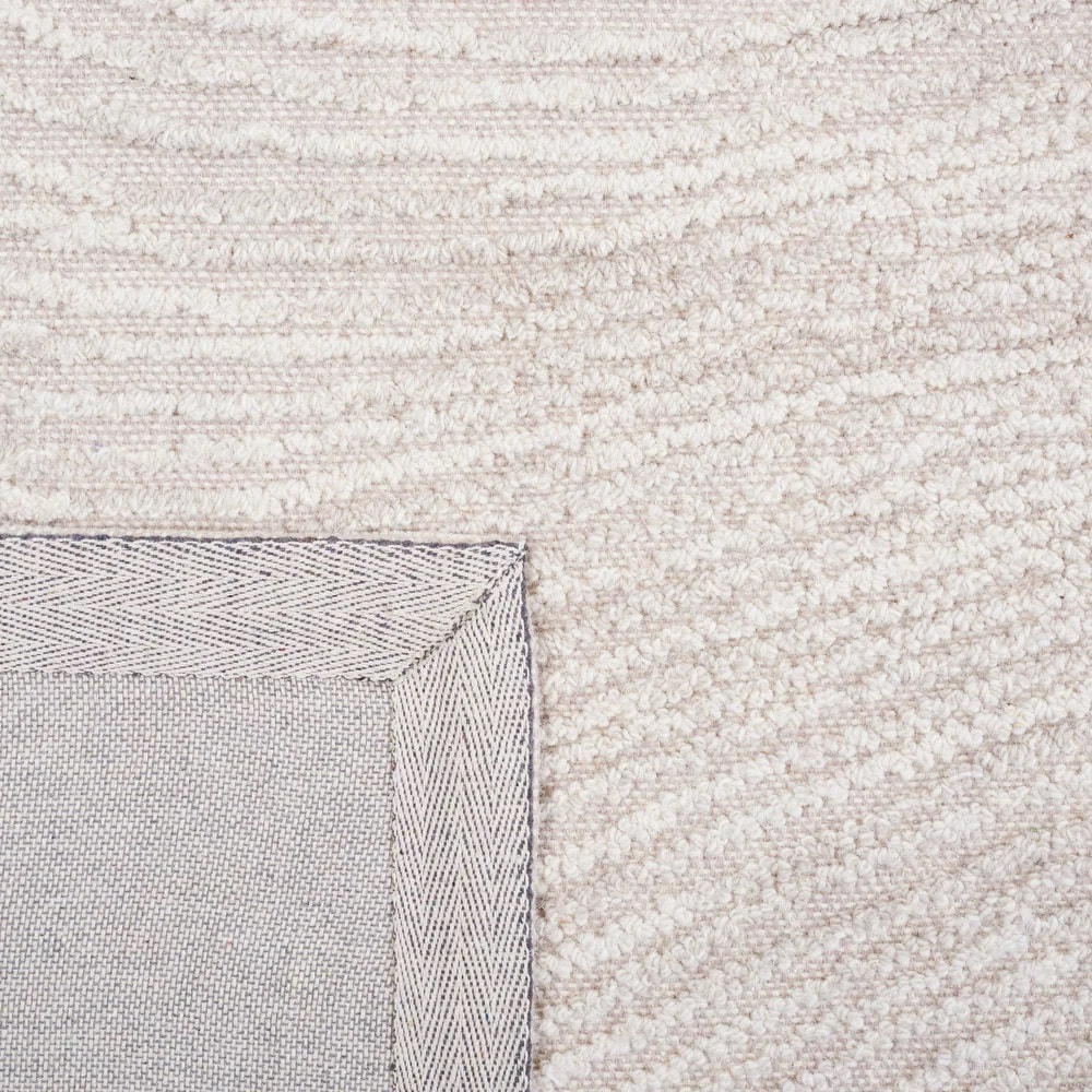 RN-34 Modern Contemporary Geometric Wool Beige Handtufted Handmade Runner - Image 6