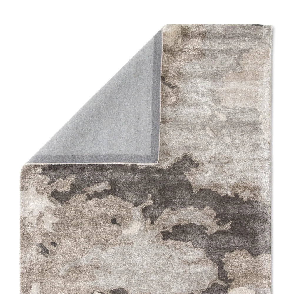 RN-4 Modern Contemporary Abstract Viscose Gray Handtufted Handmade Runner - Image 2