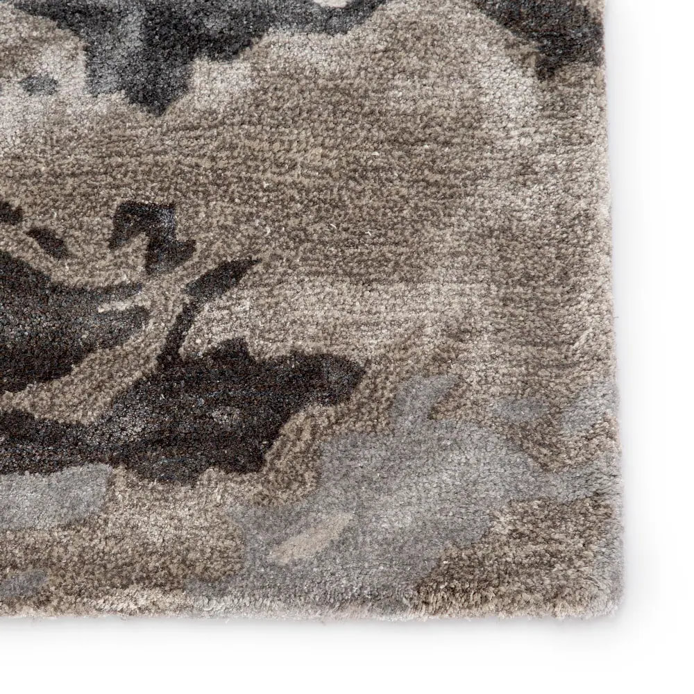 RN-4 Modern Contemporary Abstract Viscose Gray Handtufted Handmade Runner - Image 3