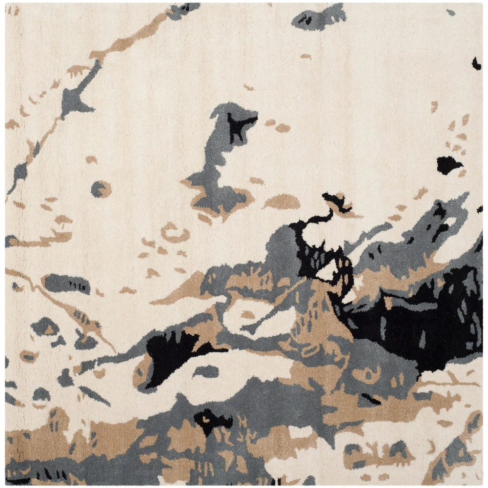 RN-5 Modern Contemporary Floral Wool & Viscose Ivory Handtufted Handmade Runner - Image 2