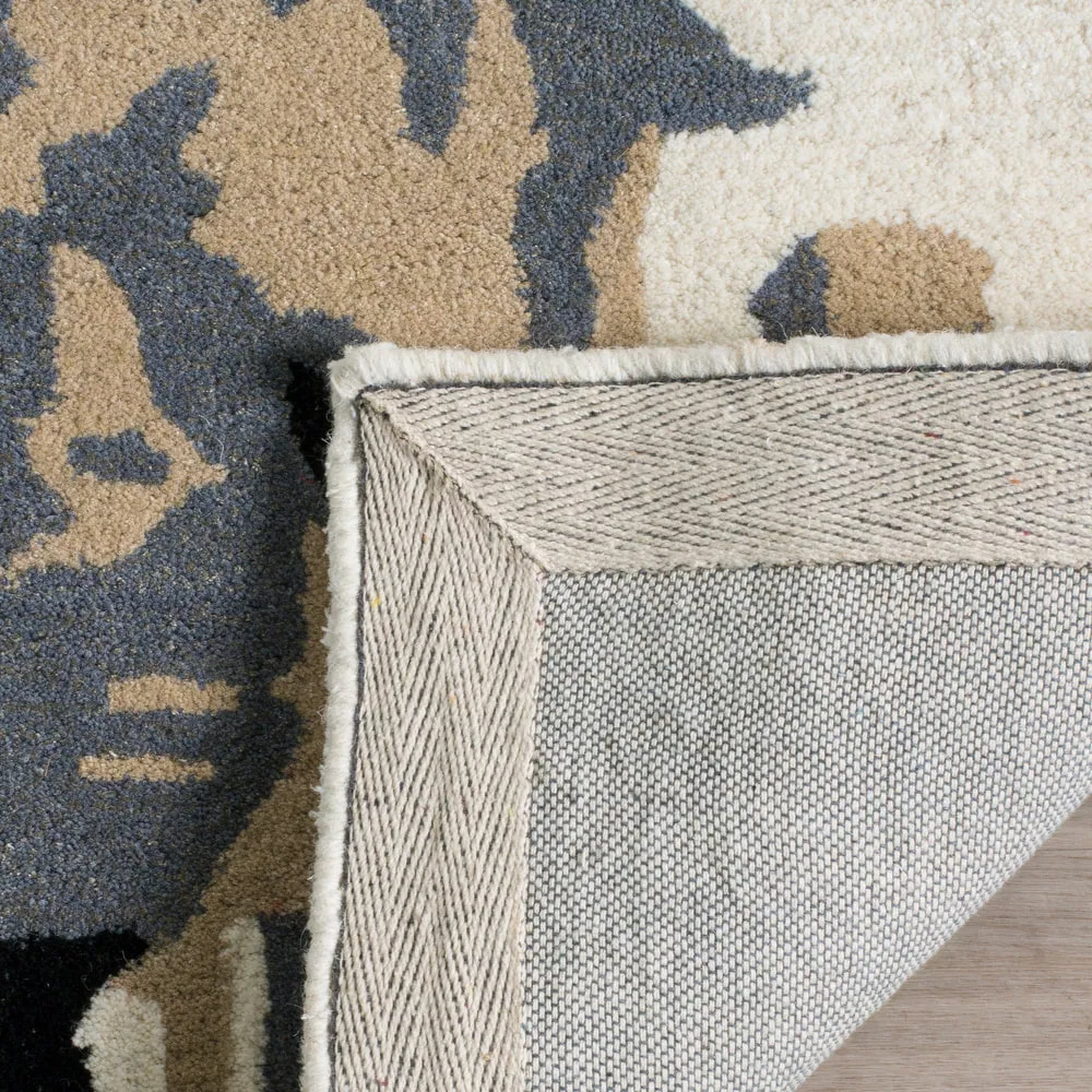 RN-5 Modern Contemporary Floral Wool & Viscose Ivory Handtufted Handmade Runner - Image 3